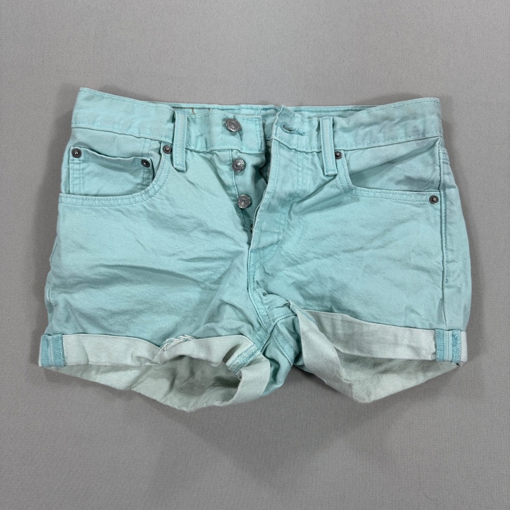 Light Aqua Women's Roll-Cuff Shorts - Picture 2 of 7